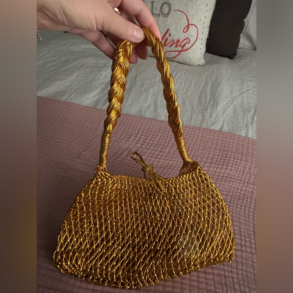 J Crew Small Cadiz handknotted shoulder bag in metallic gold - Picture 4 of 4